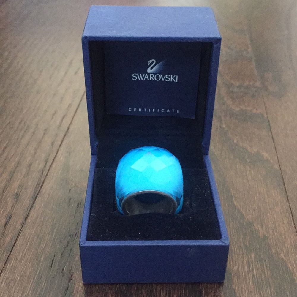 Swarovski Nirvana Ring, Blue, Stainless Steel